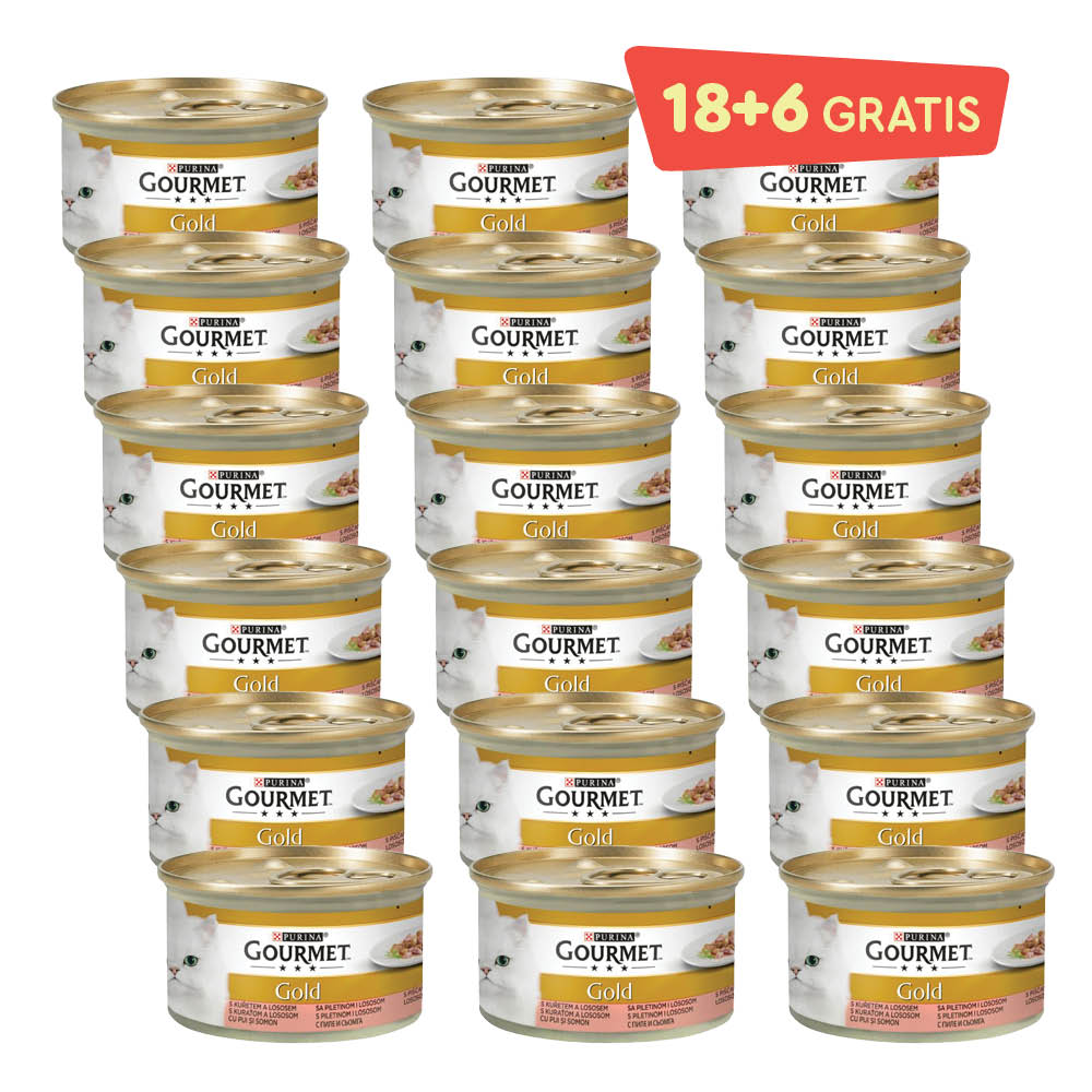 Gourmet Gold losos/piletina 85 g (18 + 6 gratis)