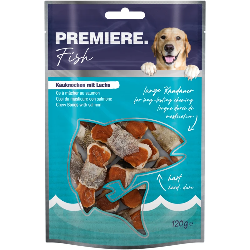 Premiere poslastica za pse Chew bones losos 120 g/12 komada