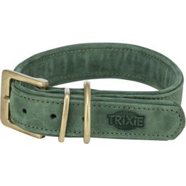 Trixie ogrlica za pse Pure kožna M-L 39-46 cm/35 mm sivozelena