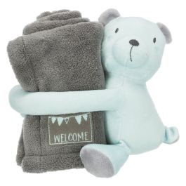 Trixie deka za pse Junior set s igračkom medo 75x50 cm siva