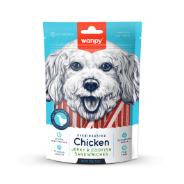 Wanpy poslastica za pse Dog Jerky & Codfish Sandwiches piletina 100 g