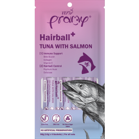 Pramy poslastica za mačke Hairball od tune i lososa 4x14 g