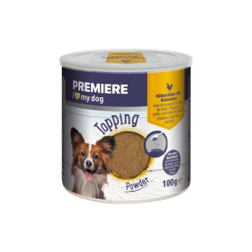 Premiere poslastica za pse Topping Powder pileća jetra i kokos 100 g