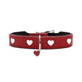 Hunter ogrlica za pse Love S/M 47 cm, koža crveno/crna