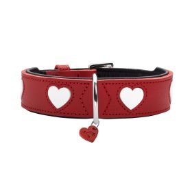 Hunter ogrlica za pse Love S/M 50 cm, koža crvena/crna