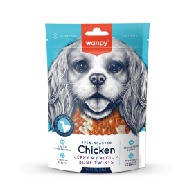 Wanpy poslastica za pse Dog Jerky & Calcium Bone Twists piletina 100 g
