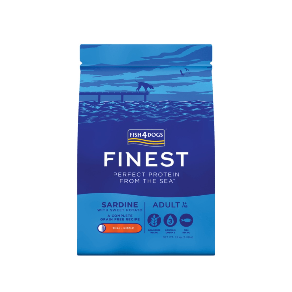 FISH4DOGS Finest Adult small sardine s batatom 1,5 kg