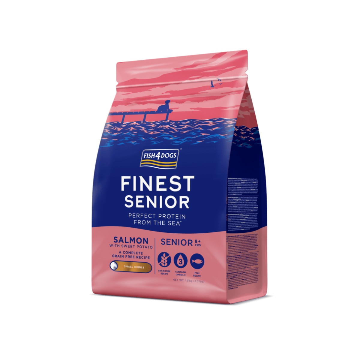 FISH4DOGS Finest Senior small losos s batatom 1,5 kg