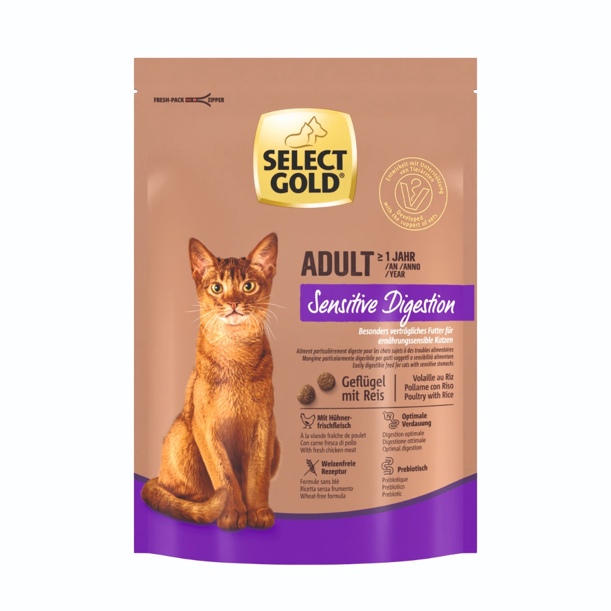 Select Gold Cat Sensitive Digestion Adult perad s rižom 2,5 kg