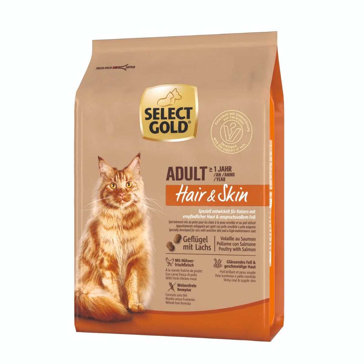 Select Gold Cat Hair&Skin Adult perad s lososom 7 kg