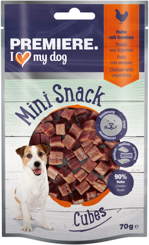 Premiere poslastica za pse Mini Snack Cubes piletina s povrćem 70 g