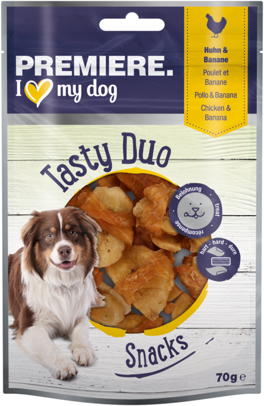 Premiere poslastica za pse Tasty Duo Snack piletina s bananom 70 g