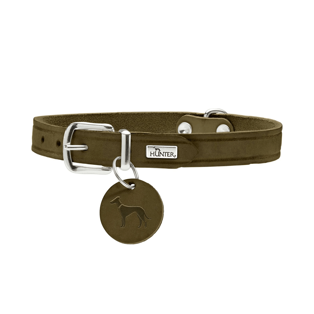 Hunter ogrlica za pse Aalborg XS 32 cm, koža maslinasta