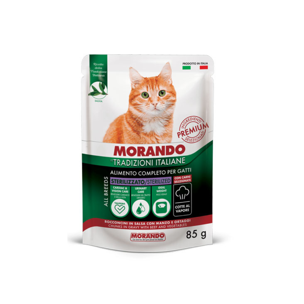 Morando Tradizioni Cat Adult Sterilized komadići govedina i povrće u umaku 85 g