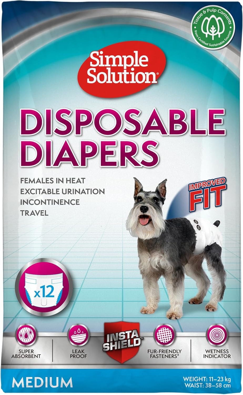 Simple Solution pelene za pse Disposable Diapers, gaćice M