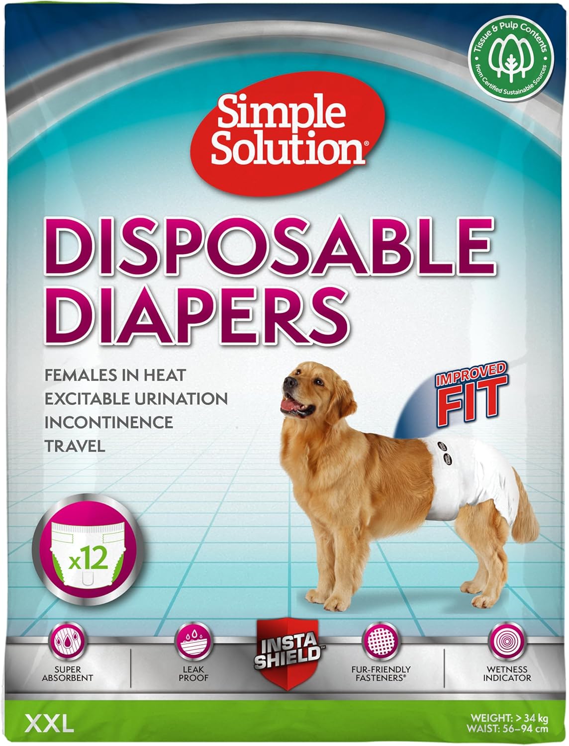 Simple Solution pelene za pse Disposable Diapers, gaćice XXL