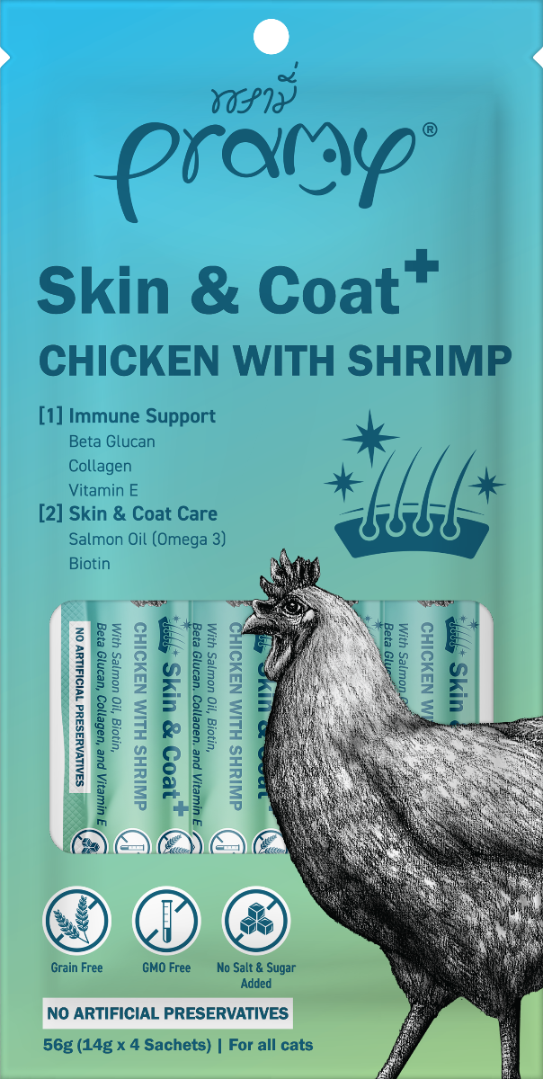 Pramy poslastica za mačke Skin&Coat od piletine sa škampima 4x14 g