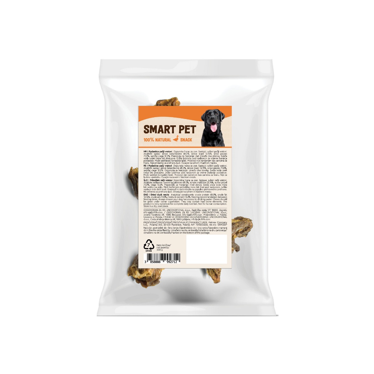 SMART PET poslastica za pse pačji vratovi 200 g