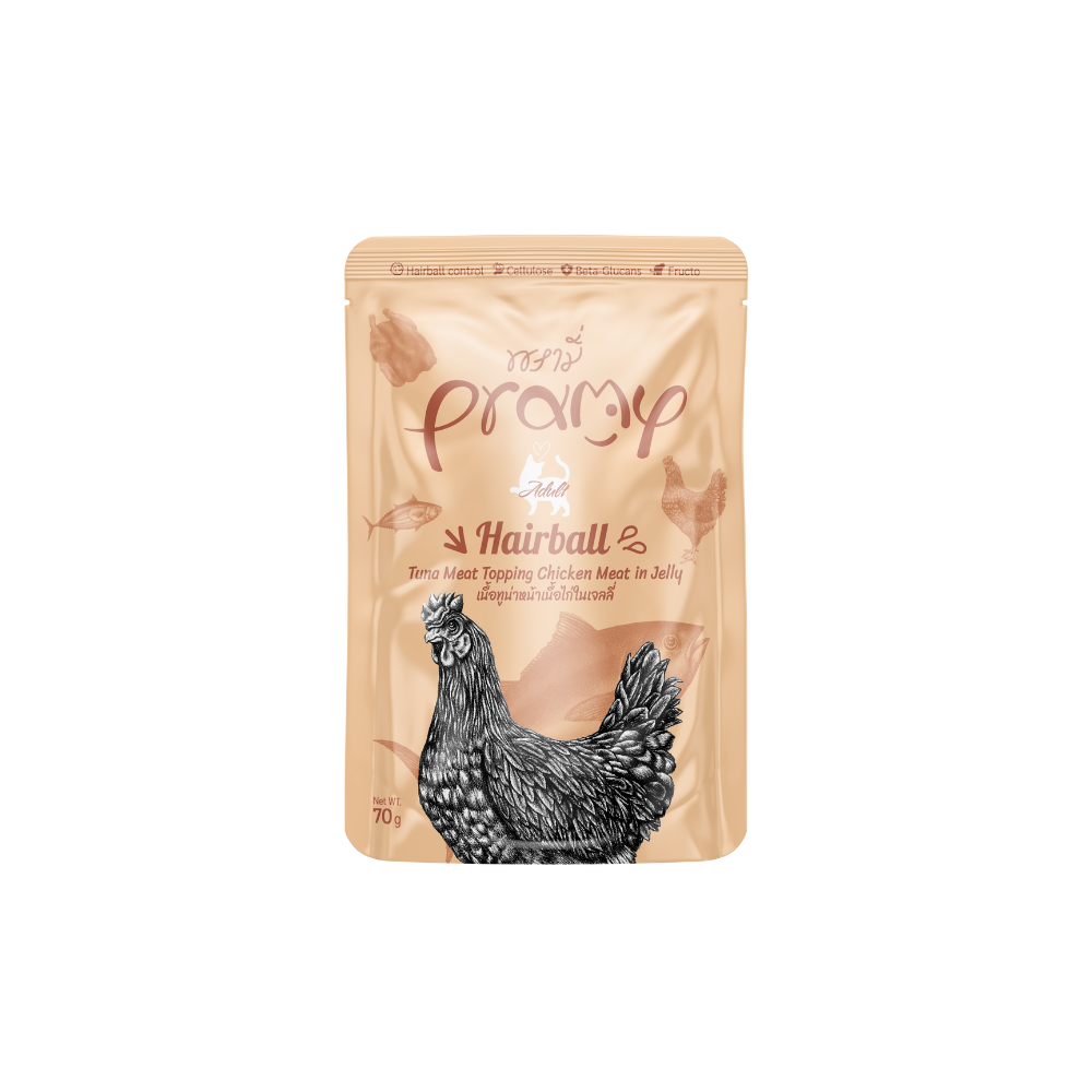 Pramy Cat Hairball tuna s preljevom od piletine u želeu 70 g