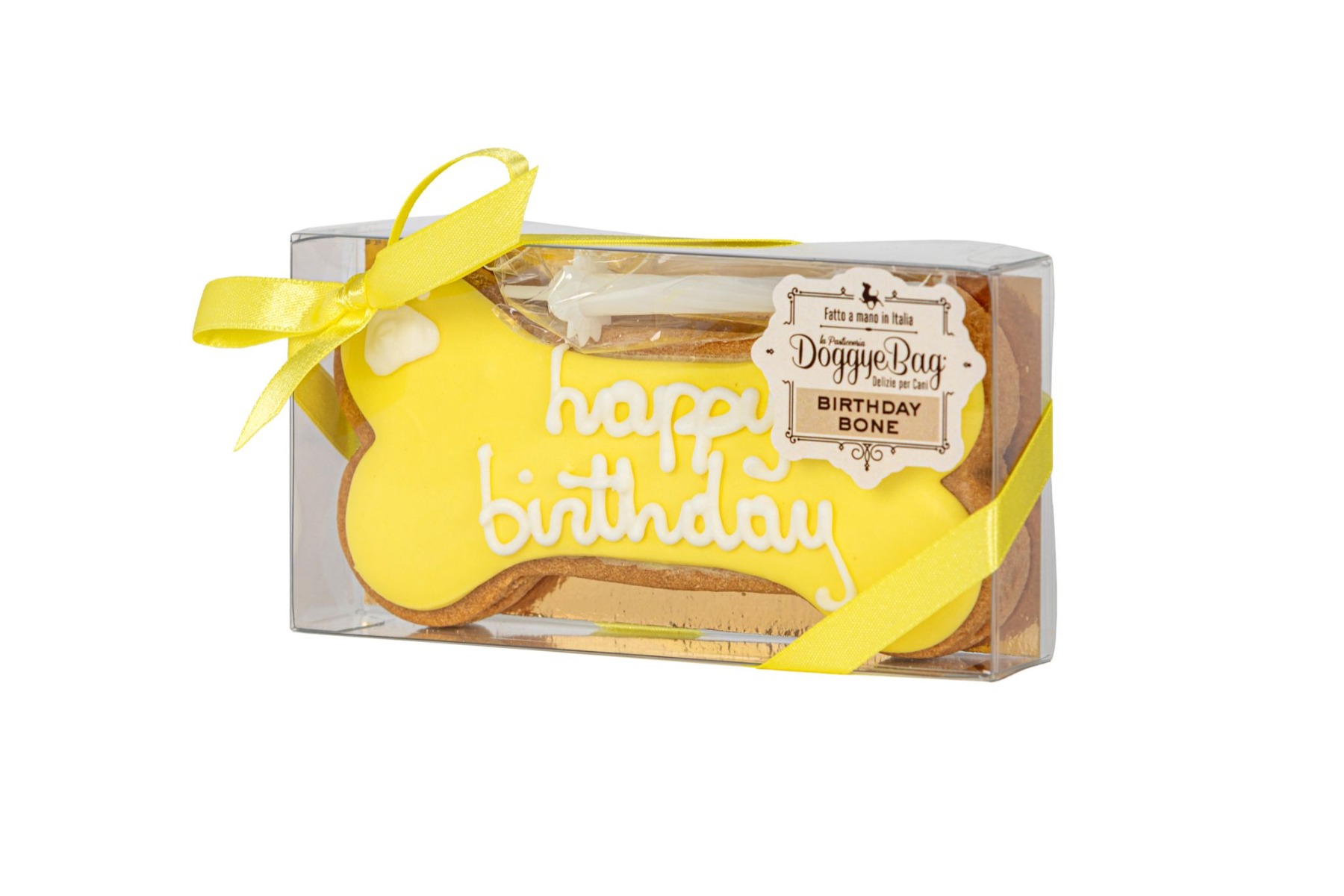DoggyeBag poslastica za pse Birthday Bone žuta 85 g