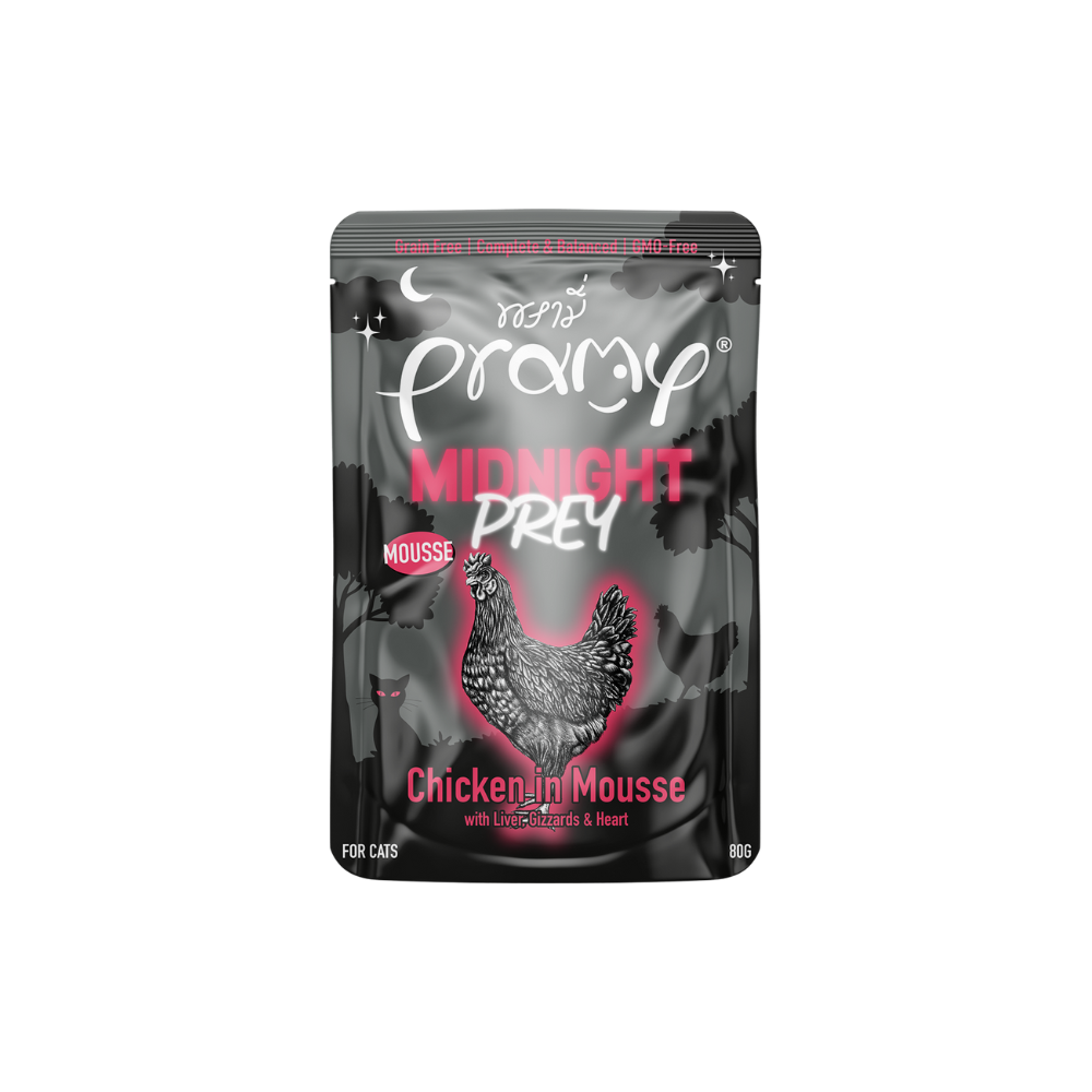 Pramy Cat Midnight Prey mousse piletina 80 g