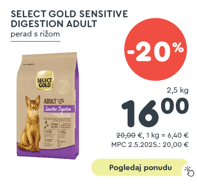 Select Gold Cat Sensitive Digestion Senior perad s rižom