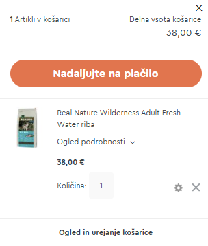 Košarica – gumb Na blagajno