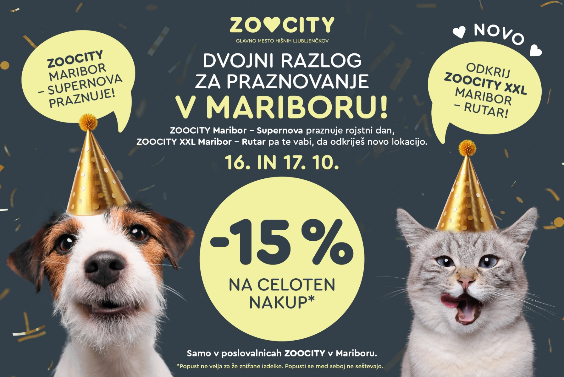 Dvojni razlog za praznovanje v Mariboru – -15 % na celoten nakup, 16. in 17. 10.