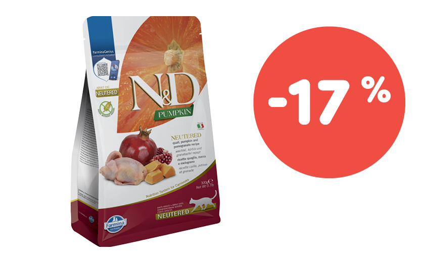 N&D Pumpkin Cat Sterilized, prepelica in granatno jabolko, 300 g