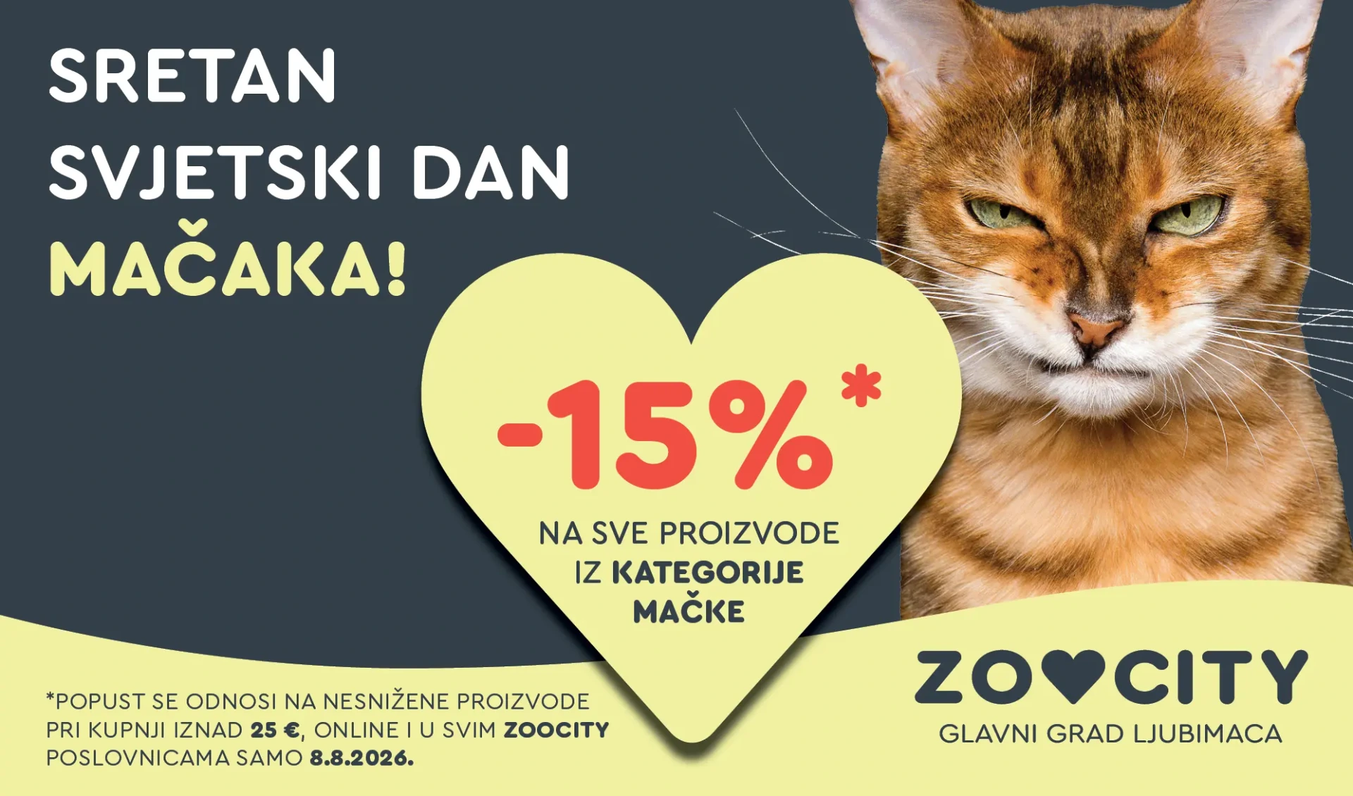 Svjetski dan mačaka — ZOOCITY akcija -15% na mačji asortiman, samo 8. 8.